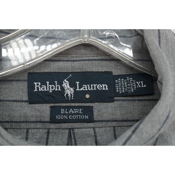 Vintage Polo Ralph Lauren Blake Shirt Men's XL Extra Large Heavy Cotton Gray - Picture 7 of 8